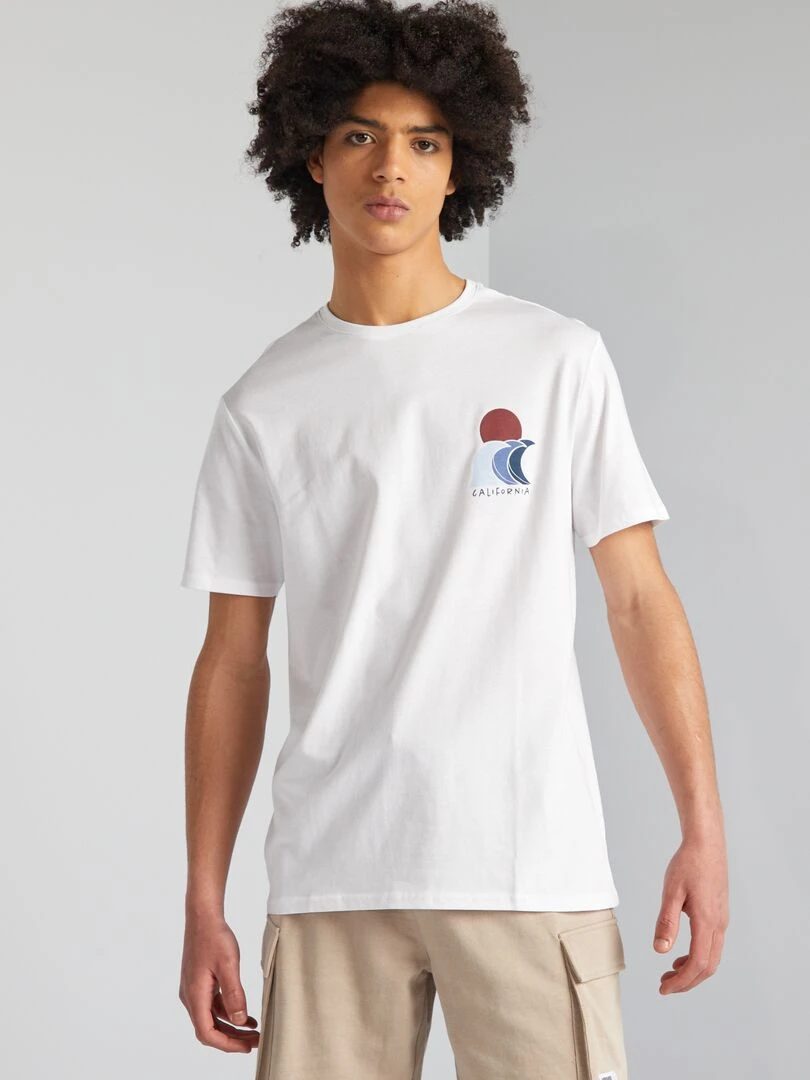 T shirt en jersey à col rond Blanc