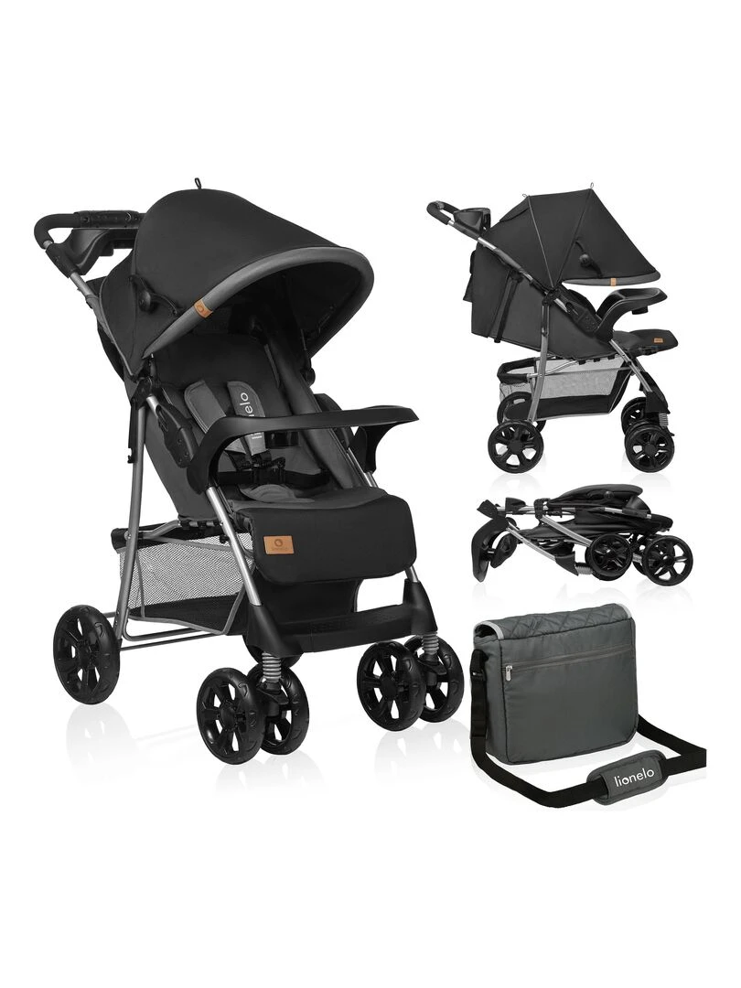 LIONELO Emma Poussette canne Accessoires inclus Gris foncé Gris foncé