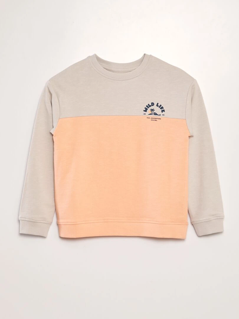 Sweat en french terry esprit color block Orange