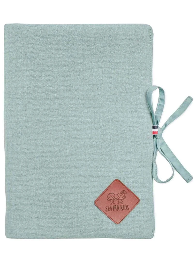 Protège carnet de santé en gaze de coton Jeanne Vert d'eau