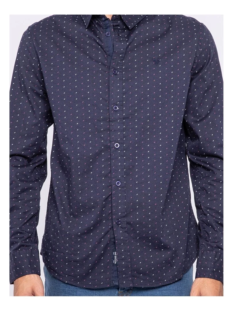 Chemise manches longues motifs TANAKA   Bleu marine