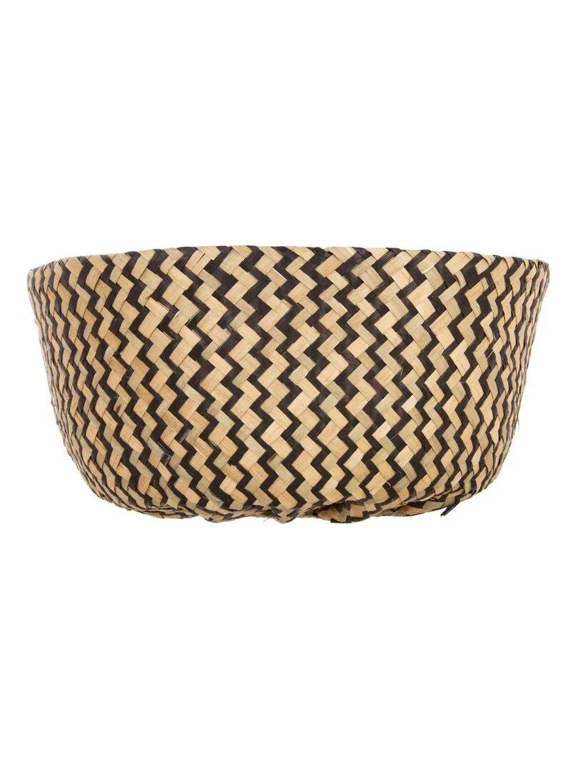 Panier tressé seagrass motif noir Multicolore