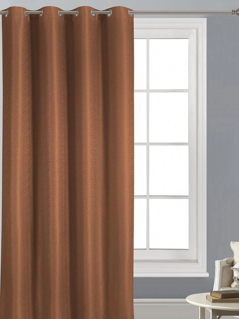 Rideau uni tissé avec motifs en relief Rouge brique