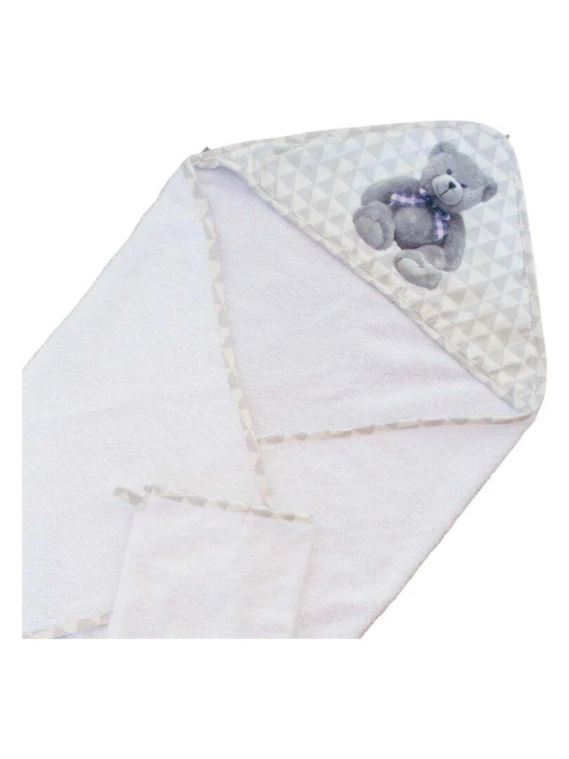 Coffret Cape De Bain + Gant De Toilette My Little Bear Gris