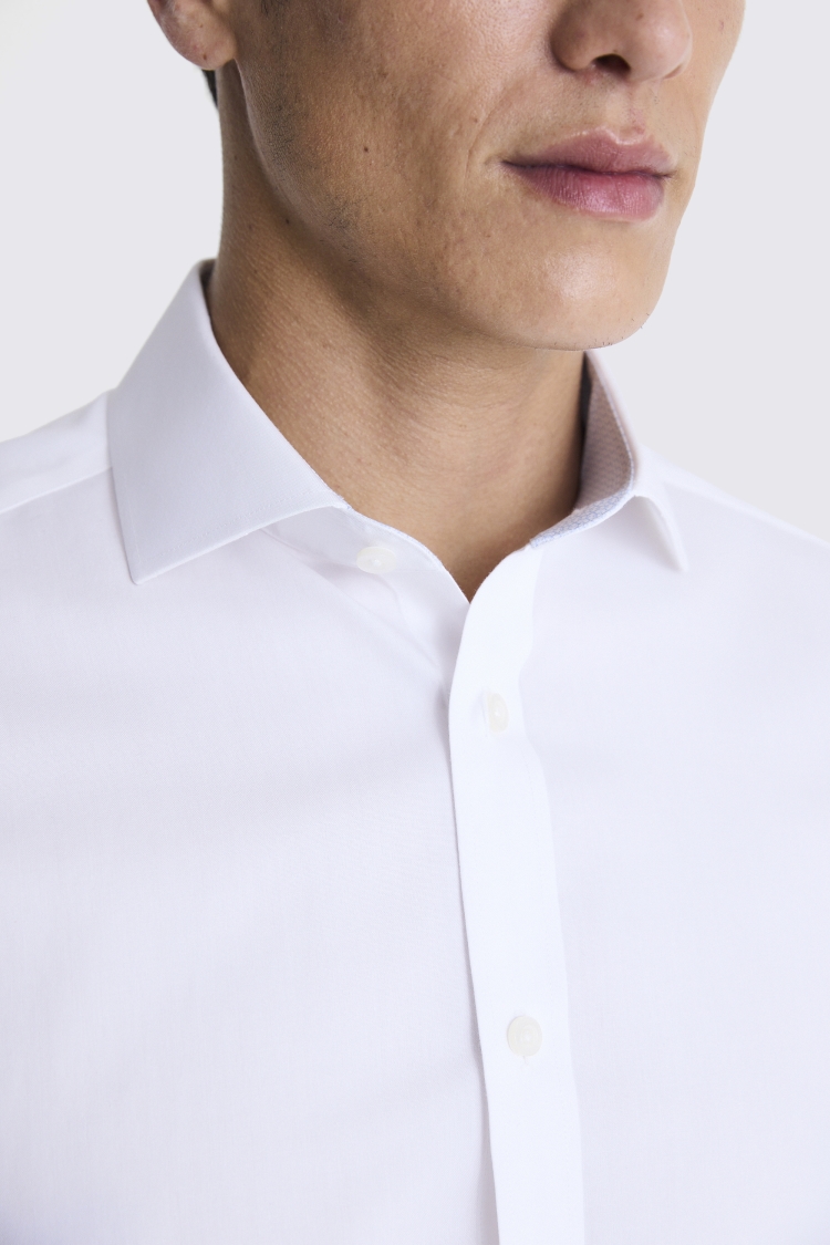 Tailored Fit White Pinpoint Oxford Contrast Non Iron Shirt Buy Online at Moss