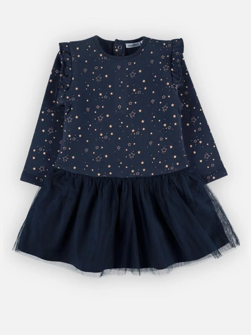 Robe bi matière imprimés étoiles Noukie's Bleu