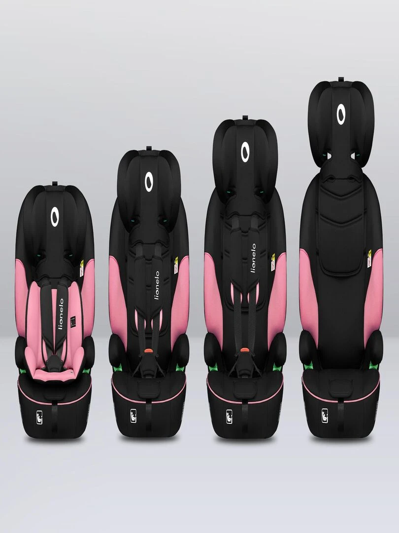 Siège auto évolutif LIONELO Levi i Size   Groupe 1/2/3   Rose   Noir Rose
