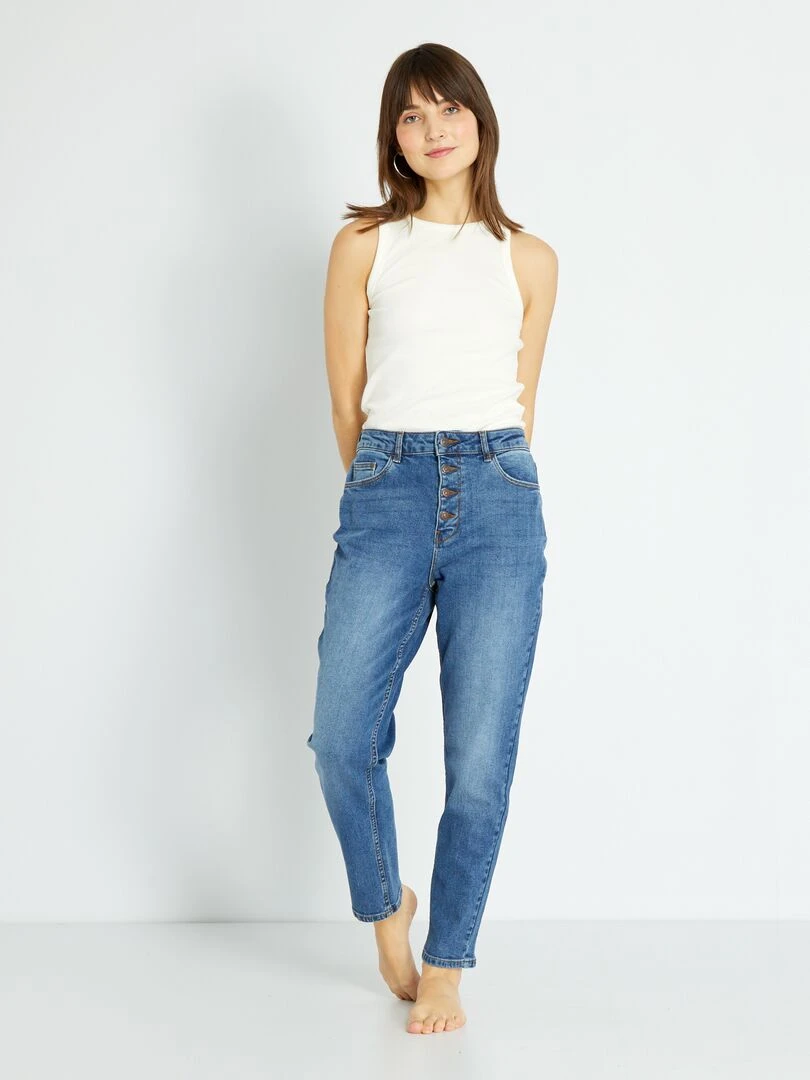 Jean mom à taille très haute L34 Stone