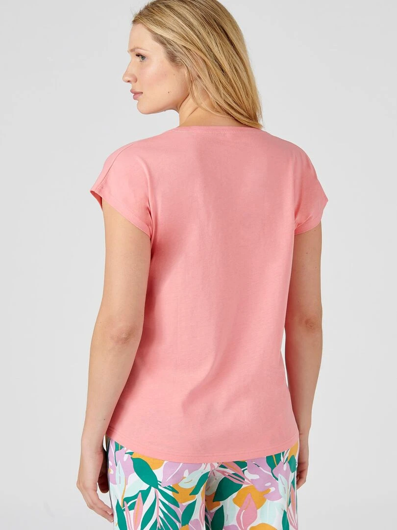 T shirt de pyjama en pur coton peigné   Damart   Rose fushia