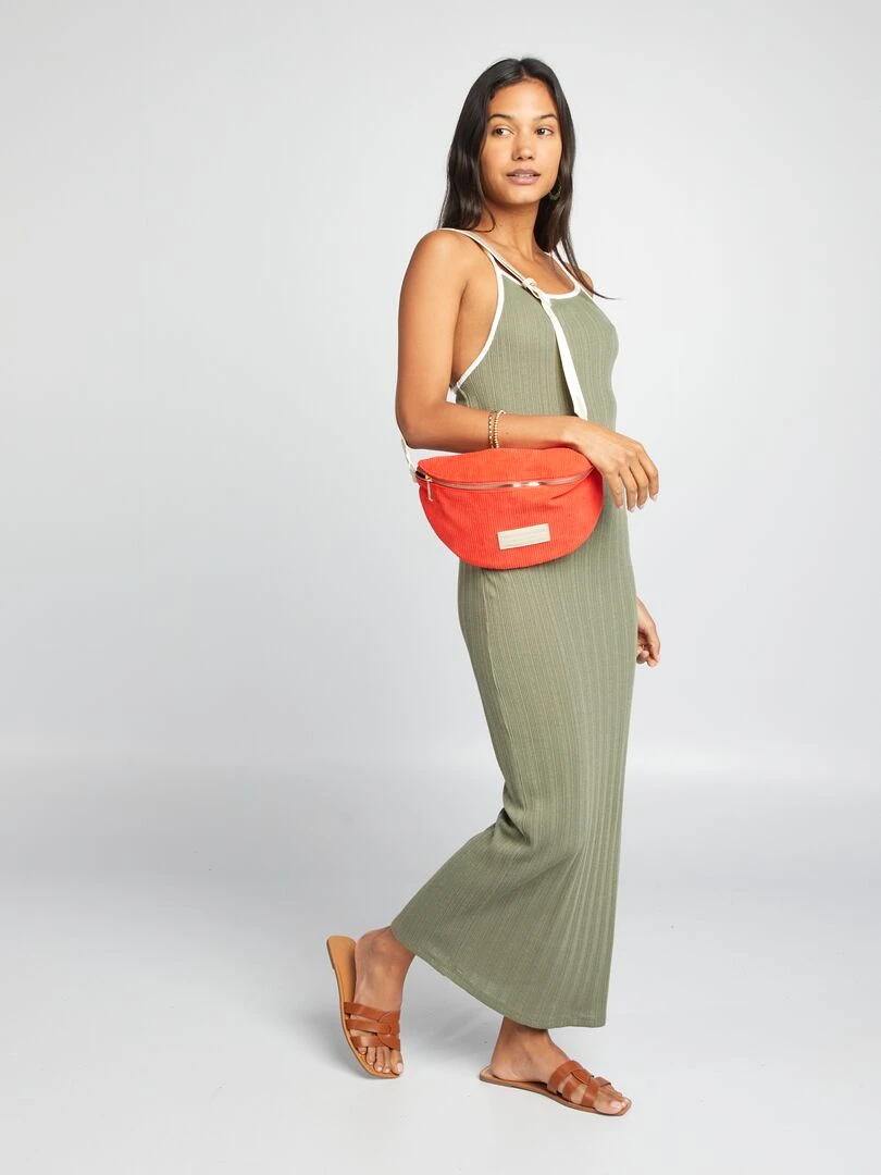 Robe longue fuseau en maille Kaki