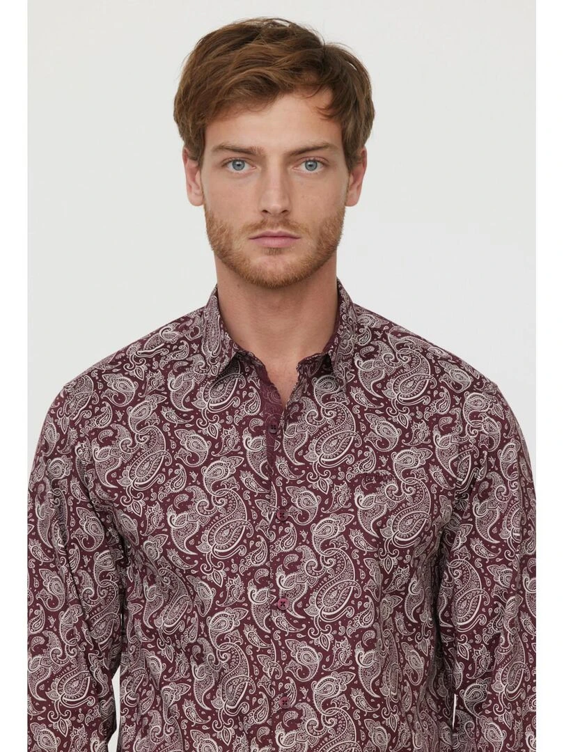 Lee Cooper   Chemise manches longues coton regular DAMIR   Rouge brique