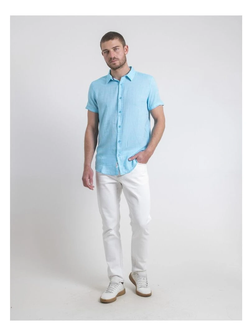 Chemise manches courtes DAPERMI   Bleu turquoise