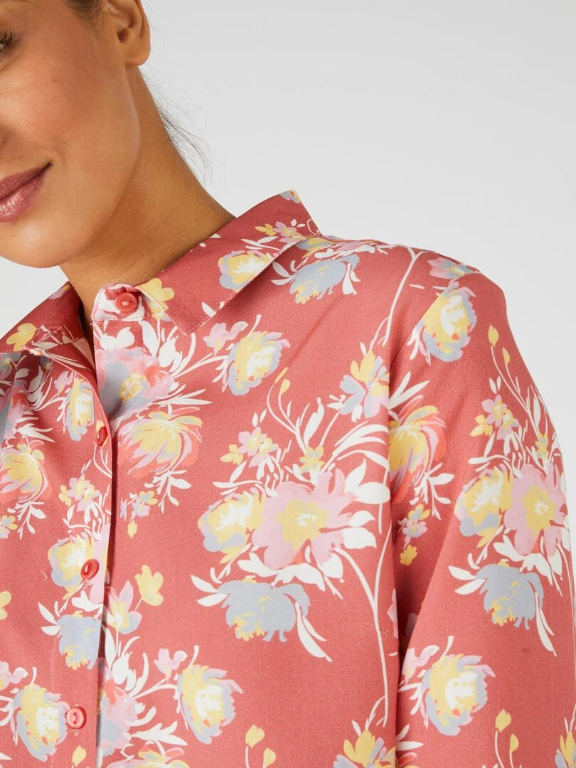 Chemisier doux imprimé fleurs Damart Rose