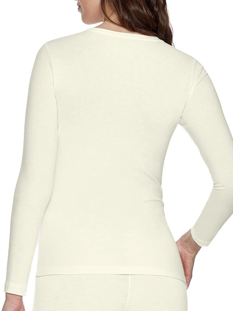 Tricot de peau manches longues en laine lyocell Premium Wool   Blanc