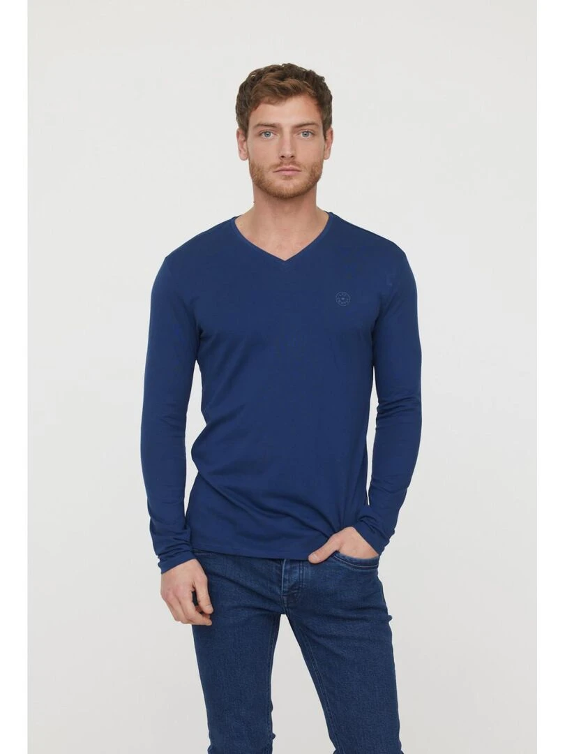 Lee Cooper T Shirt manches longues coton regular AJESSY Bleu marine