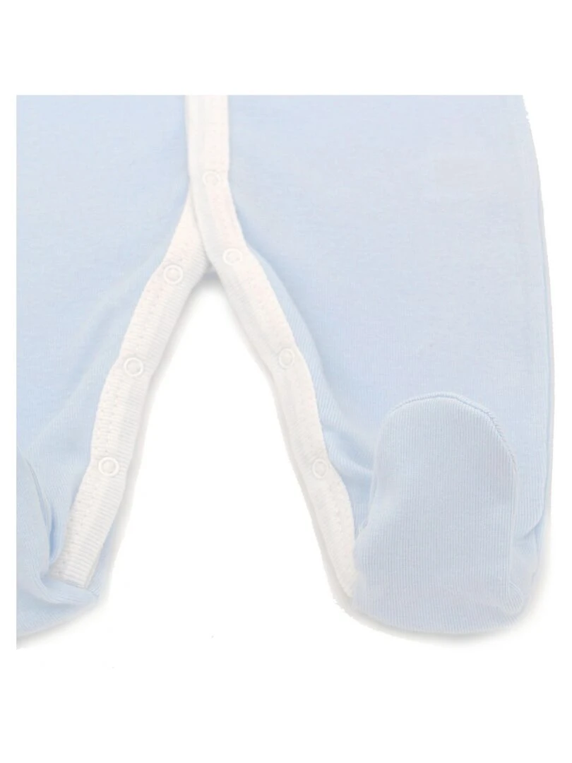 Pyjama été léger   100% coton biologique   1 à 6 mois   Bleu clair