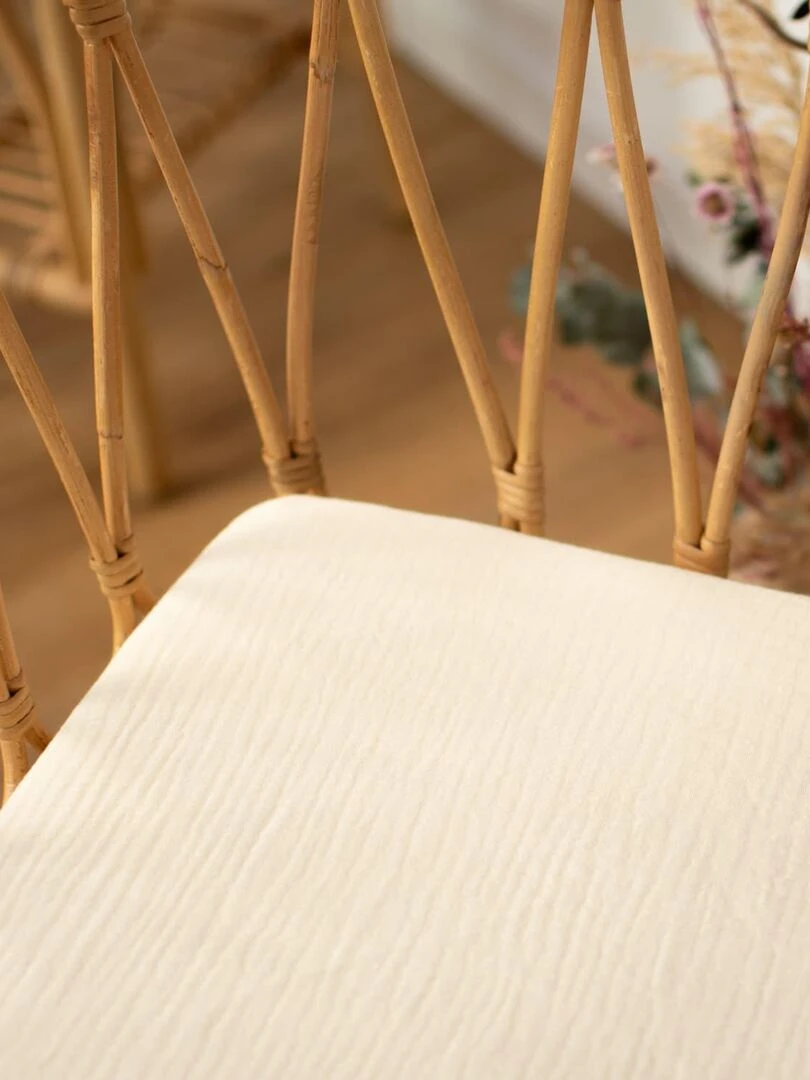 Drap housse berceau en gaze de coton Jeanne Ecru