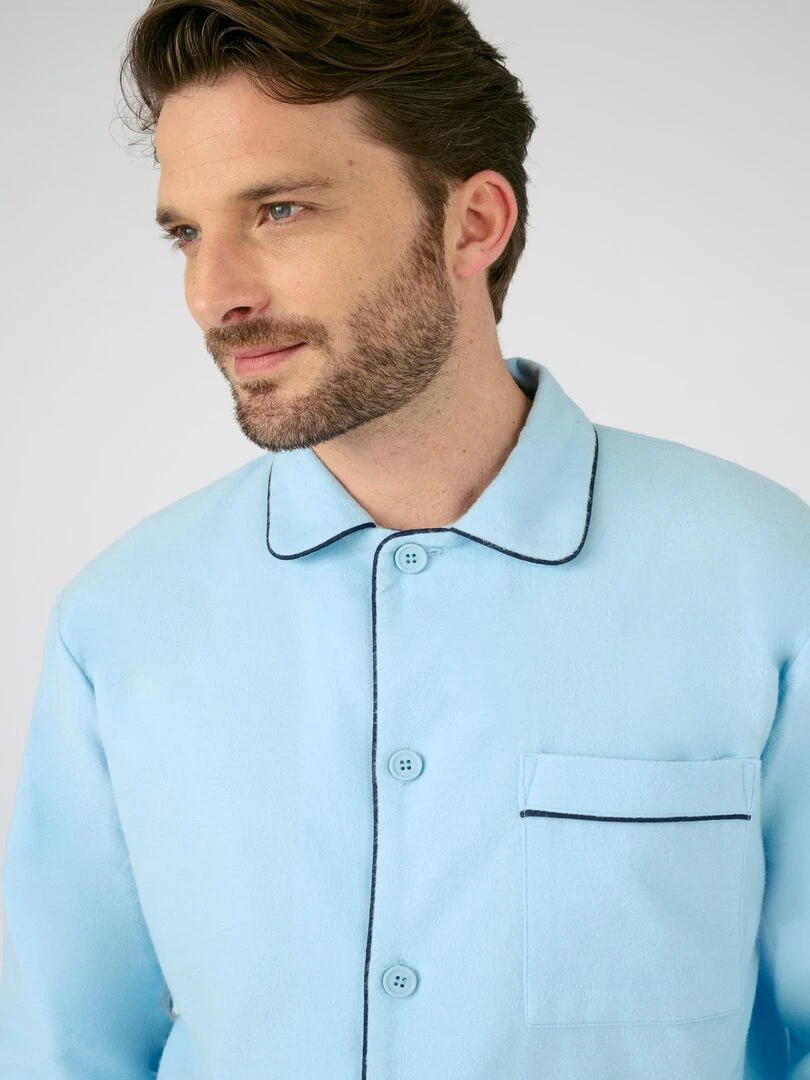 Pyjaveste flanelle grattée pur coton Damart Bleu