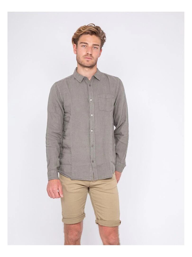 Chemise manches longues pur lin DALAMO Kaki