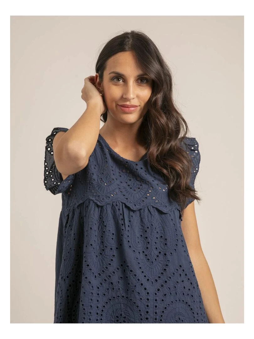 Robe courte broderies anglaises INGLES   Bleu