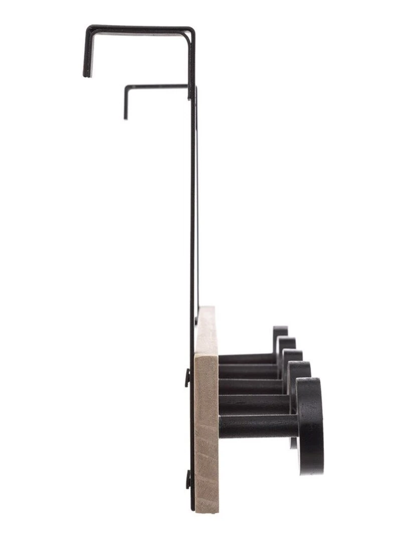 Patère de porte bois 5 têtes noir Noir