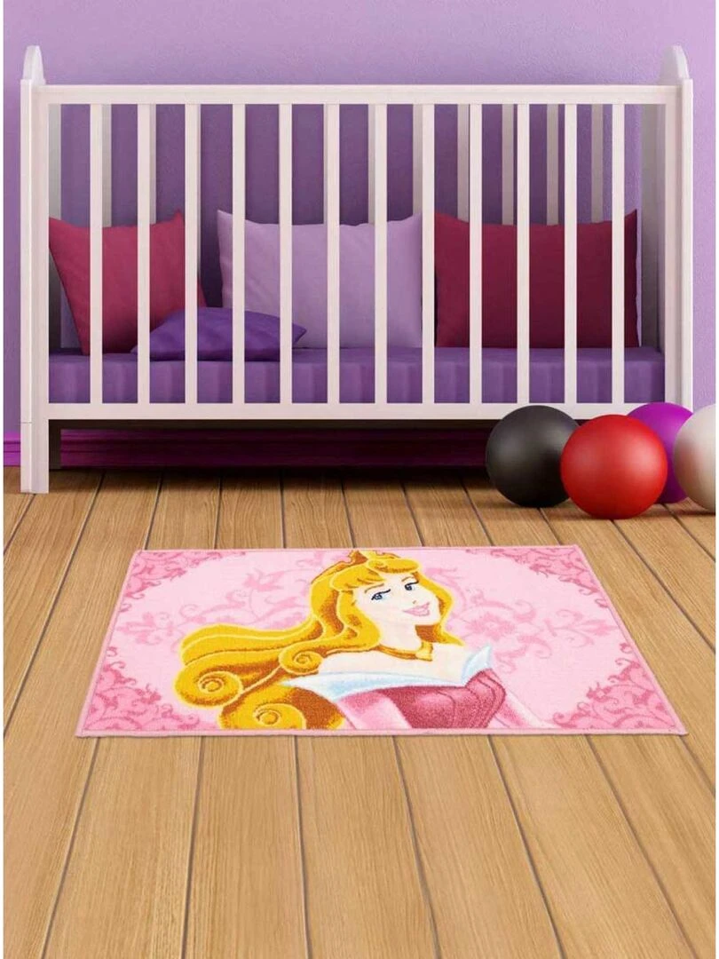 Tapis enfant AURORA Rose 50x80 Lavable 30° en polyamide doux et soyeux   Rose