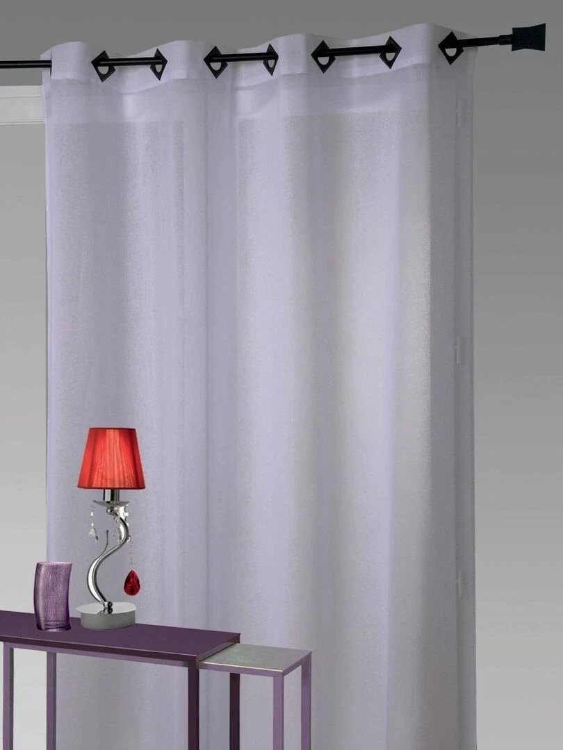 Voilage en Etamine Légère Unie à Oeillets Carrés Beige