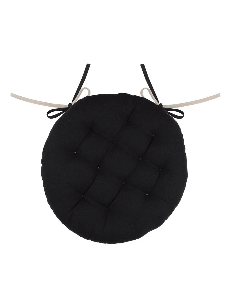 Galette de chaise ronde et bicolore Noir