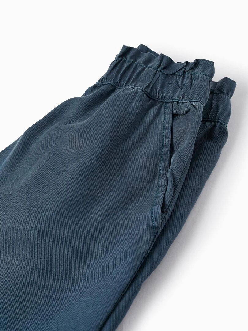 Pantalon En Sergé Pour Fille 'Wide Leg'   Bleu