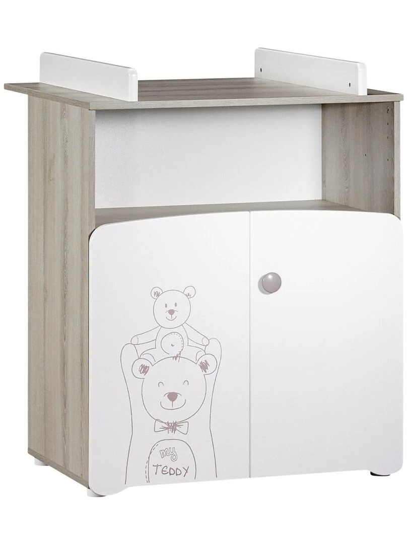 Commode à langer 2 portes 97x76x66cm en bois blanc BABYPRICE Blanc