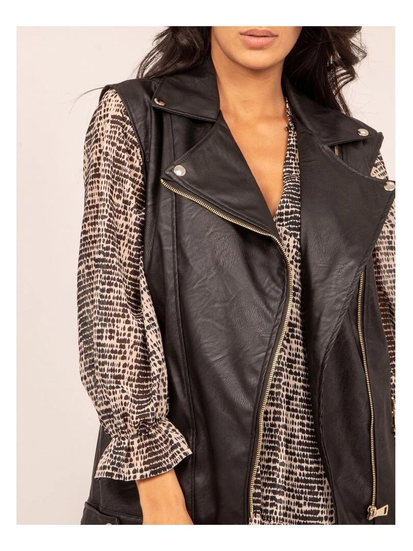 Veste sans manches similicuir URSA   Noir