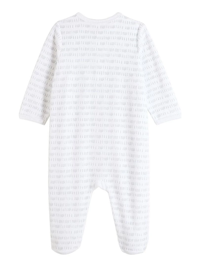 Pyjama bébé en velours ouverture pont Little Panda Blanc