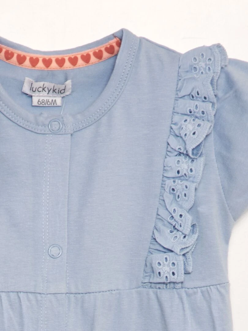 Combinaison à volants avec broderies   bleu