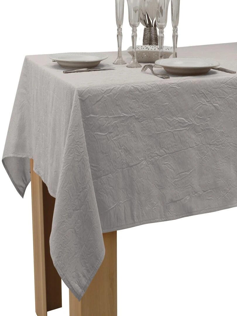 Nappe Anti taches Froissée Gris perle   150 x 300 cm   Gris perle