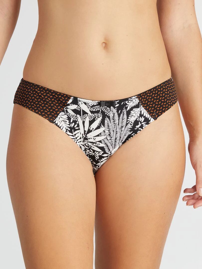Culotte en microfibre avec imprimé 'Envie de lingerie' Noir/blanc