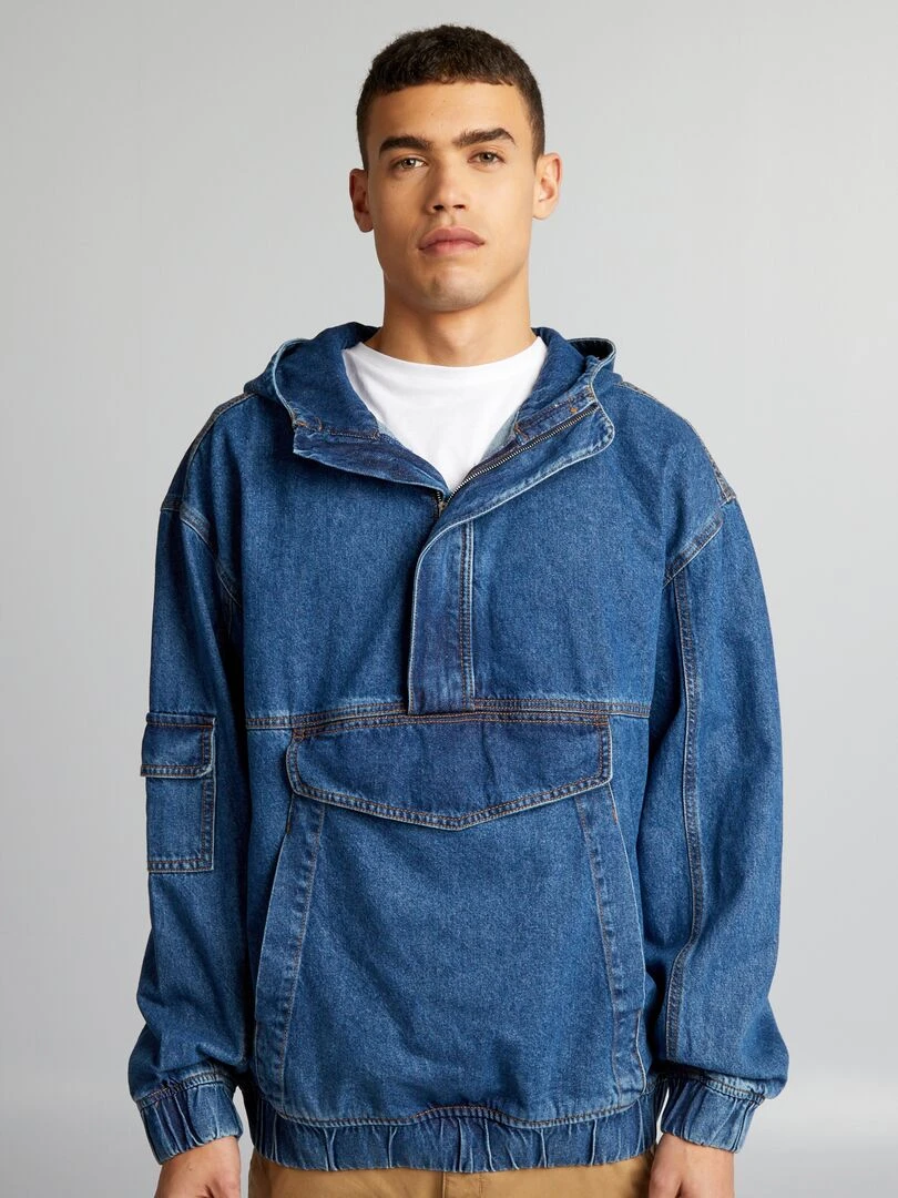 Sweat à capuche en jean   Bleu