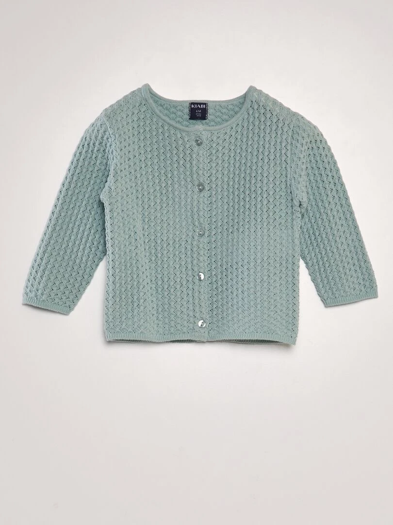 Gilet maille fantaisie Bleu