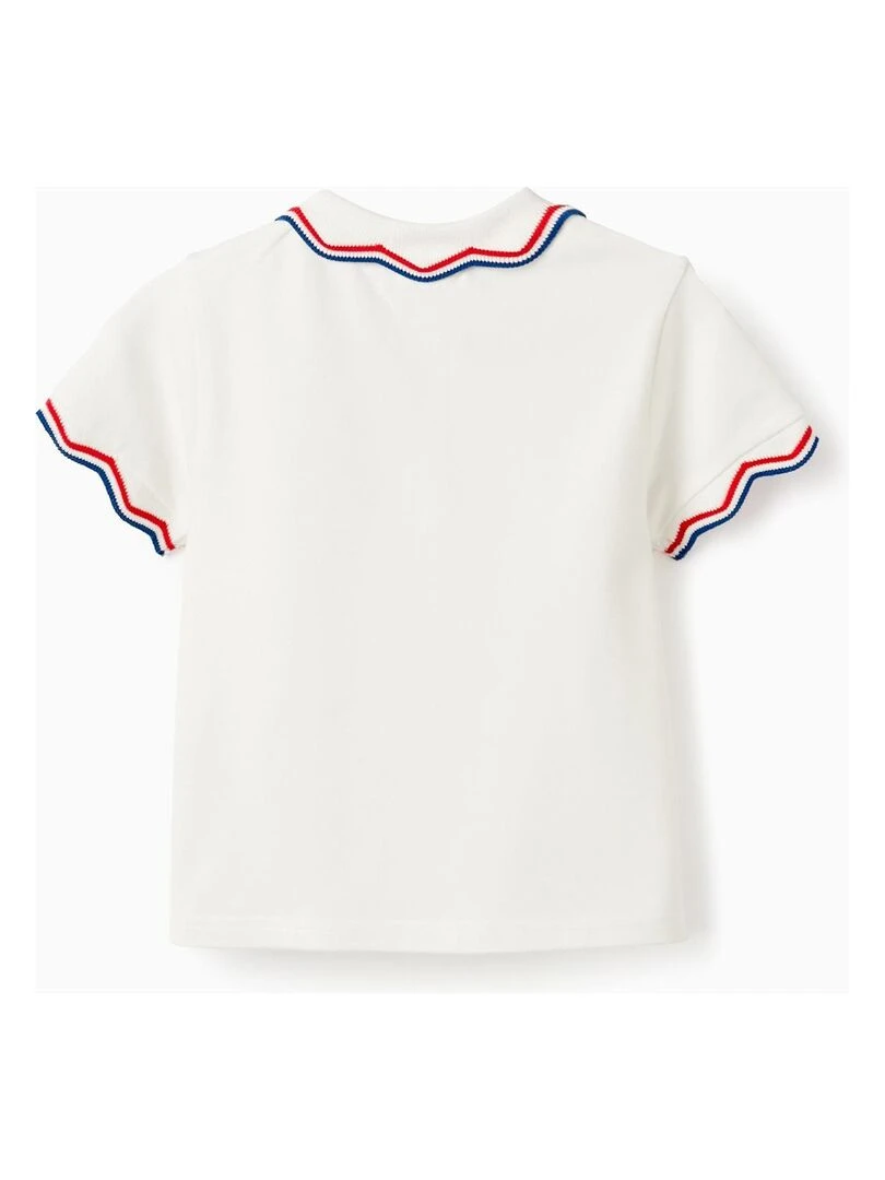 T Shirt Polo En Piqué De Coton Pour Fille manches courtes PICASSO Blanc