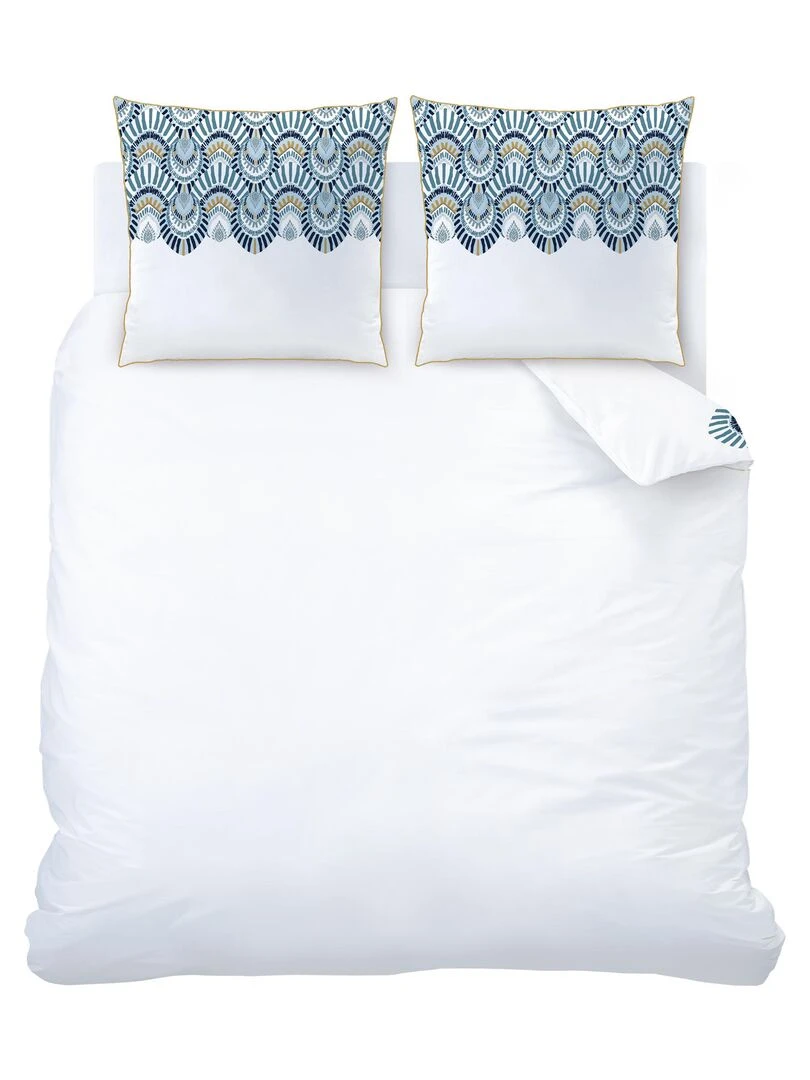 Parure de lit imprimée 100% coton  OCELLUS   Blanc