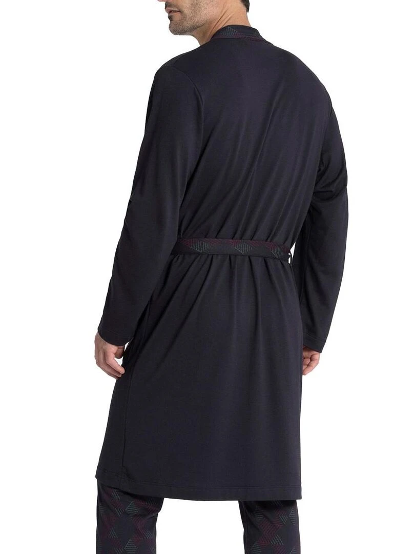 Robe de chambre longue en coton et modal Kuriso   Bleu