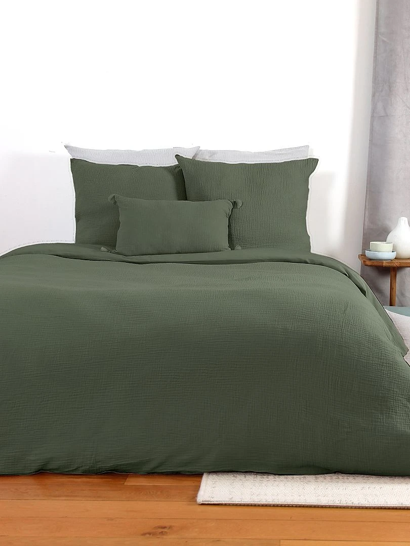 Parure de lit en gaze de coton Kaki