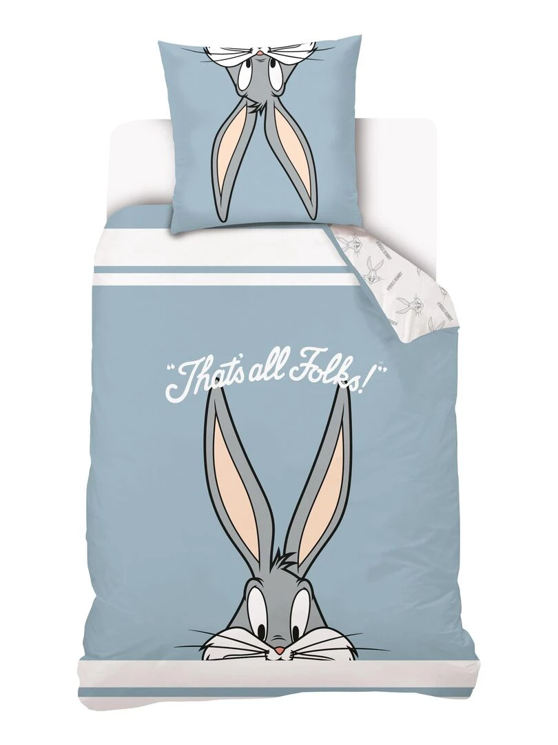Housse de couette Looney Tunes Bugs Bunny 140x200 cm 100% Coton Bleu