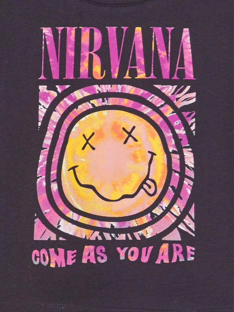 T shirt 'Nirvana' crop top Noir