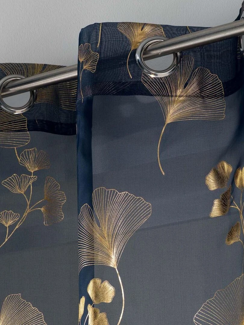 Voilage imprimé métallisé   Bleu marine