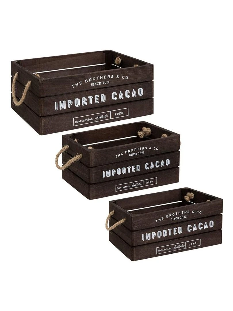 Lot de 3 cagettes de rangement Denys caramel Marron