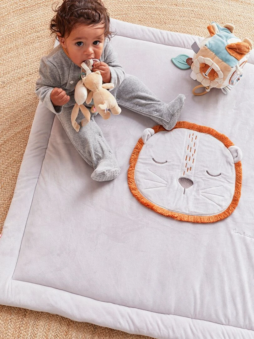 Tapis de jeu et de parc 75 x 95 cm en Veloudoux Gris