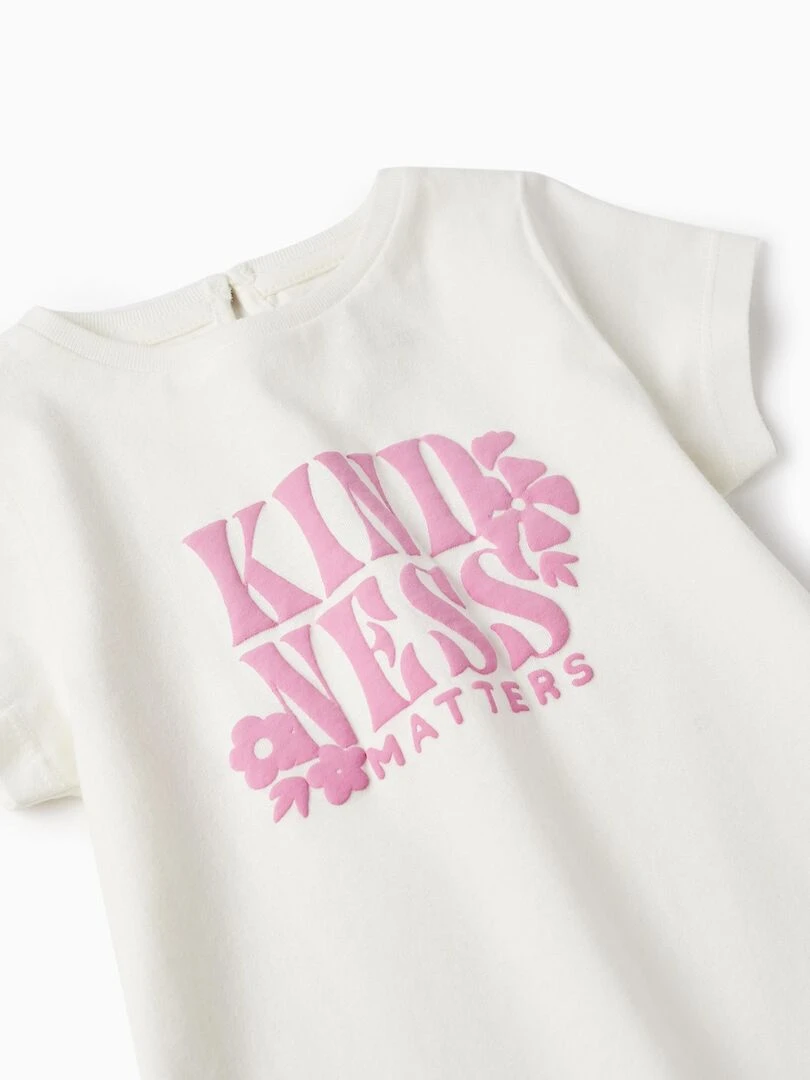 T shirt à manches courtes pour bébé fille 'Kindness Matters' manches courtes  THE WAVE TRIBE   Blanc
