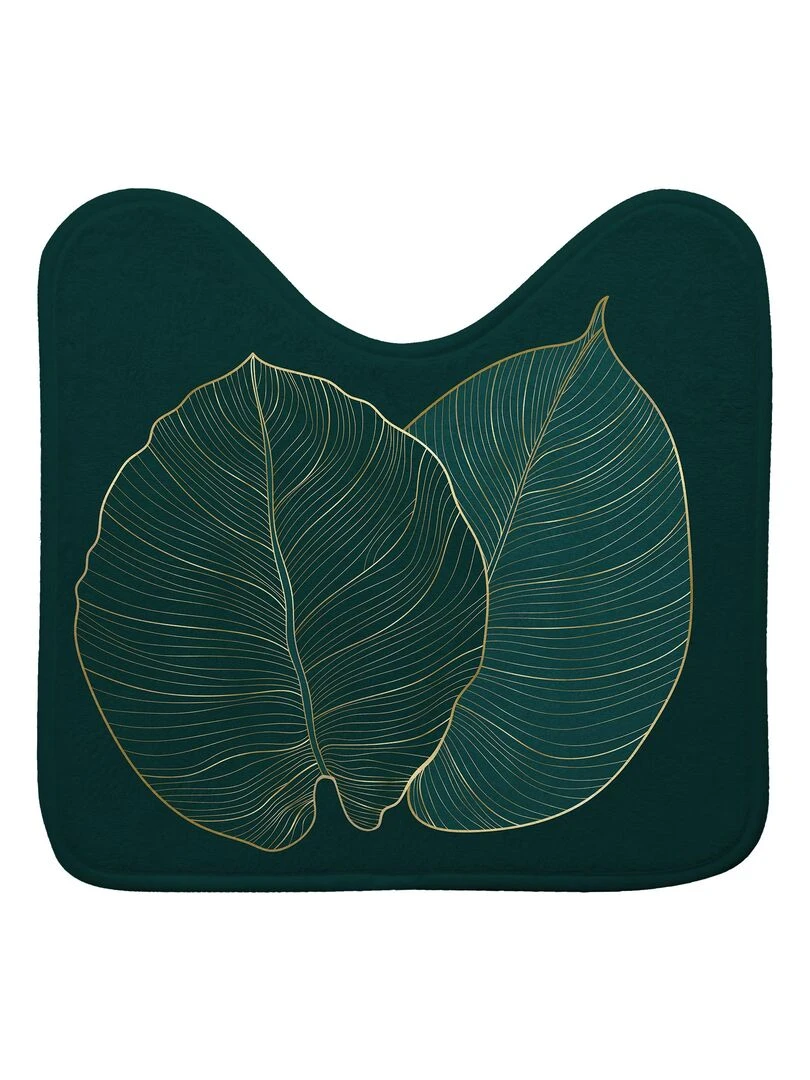 Tapis contour de WC 45 x 45 cm Feuilles de jade Vert