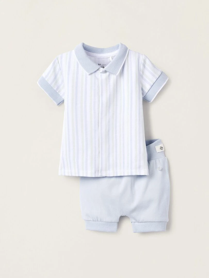 Pyjama de 2 Pièces en Coton pour Nouveau Né Blanc