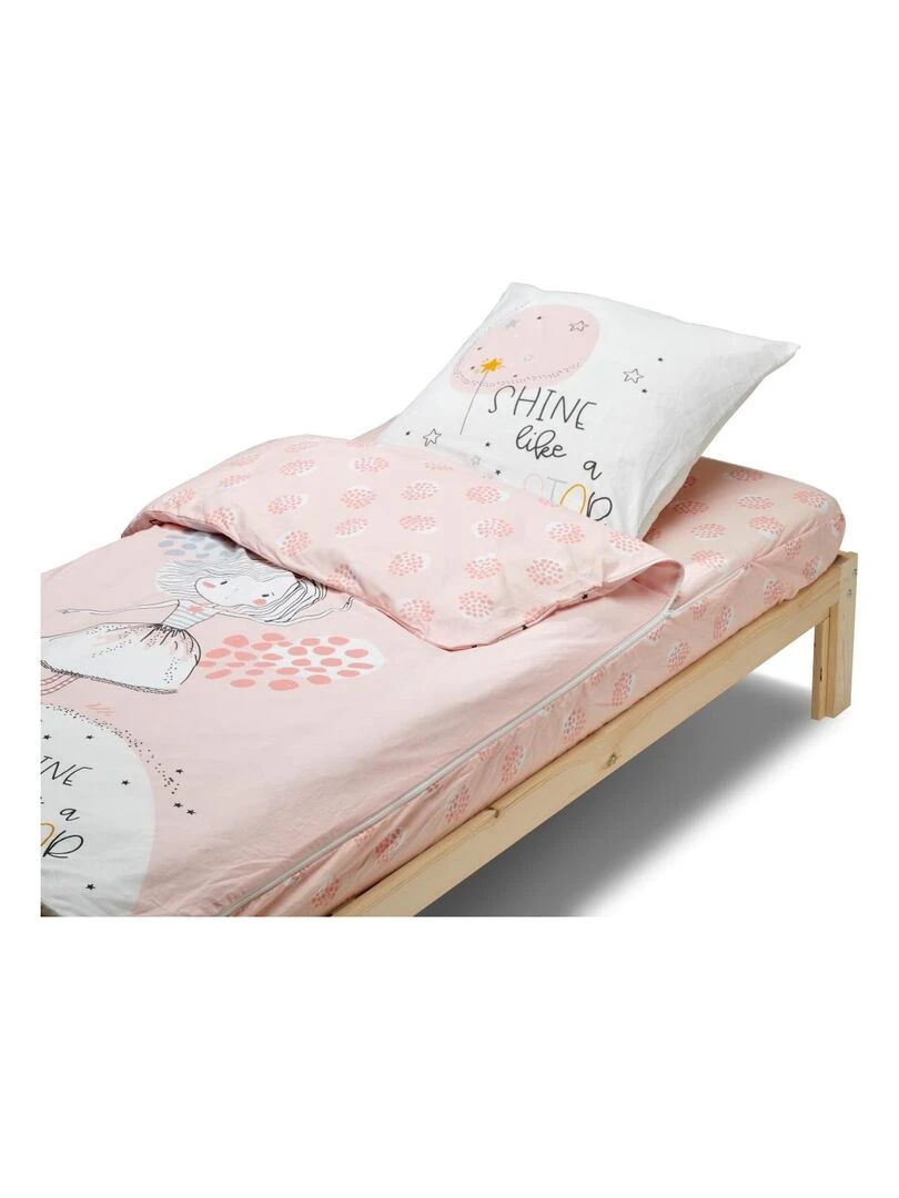 Bleu Câlin Caradou® Shine Avec Couette 90x190cm Parure Enfant Princesse Rose